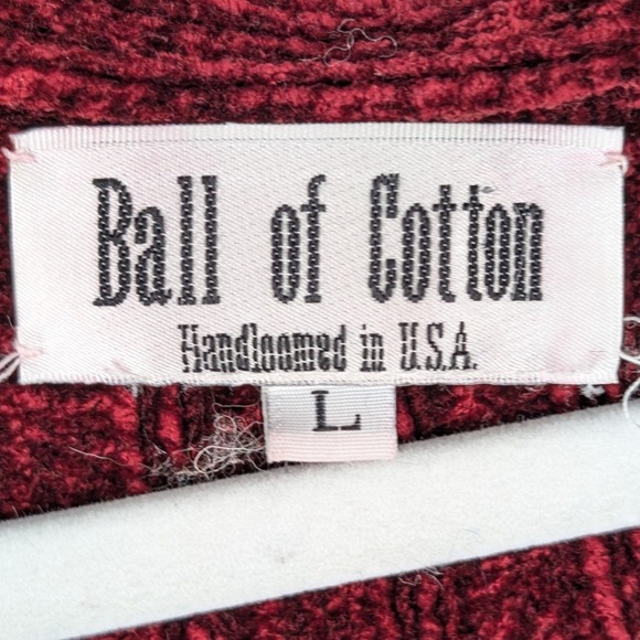 Vtg Ball Cotton Red Corduroy Button Long Sleeve Cardigan L Ladybug Cottagecore - Picture 5 of 12
